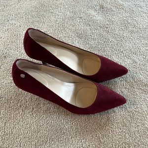 Wine colored velvet Calvin Klein heels